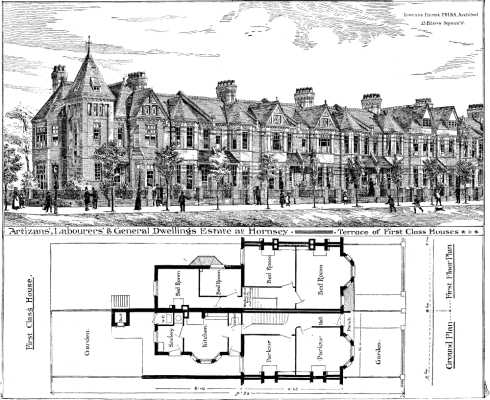 SUGGESTIONS IN ARCHITECTURE.--A ROW OF COMFORTABLE DWELLINGS.