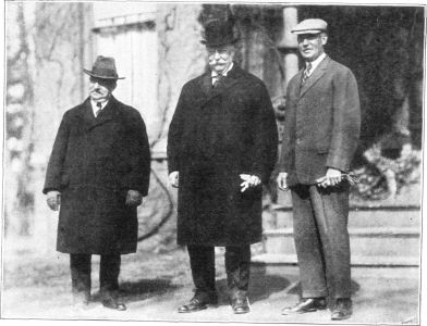 THREE PIONEERS IN SENIOR SERVICE WORK  Left to right: Colonel Ullman, President, Chamber of Commerce, New Haven, Connecticut; Ex-President William H. Taft, and Walter Camp.