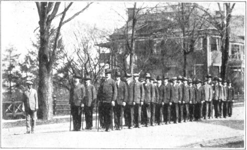 RESULT OF SIXTY DAYS' TRAINING IN CARRIAGE. THE TWO MEN IN FRONT WEIGH 265 AND 230 POUNDS RESPECTIVELY