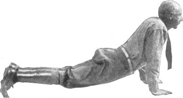 INCORRECT POSITION, SHOWING HOW MOST MEN SLACK IN SWEDISH EXERCISES BY LETTING THE BACK BEND