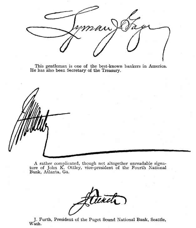 More signatures of best known men in the banking world of the United States.