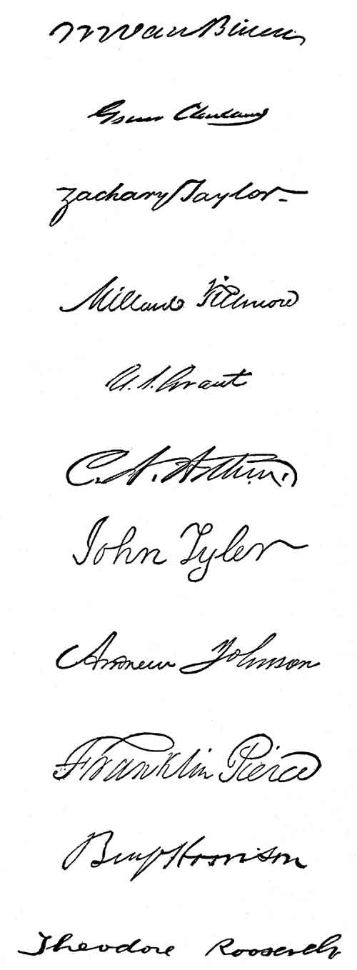 AUTOGRAPH SIGNATURES OF THE PRESIDENTS OF THE UNITED STATES.