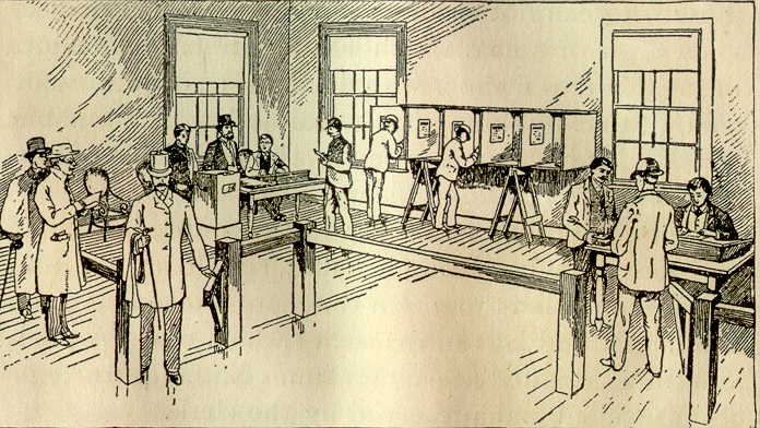 Arrangement of polling place as required by Massachusetts law.