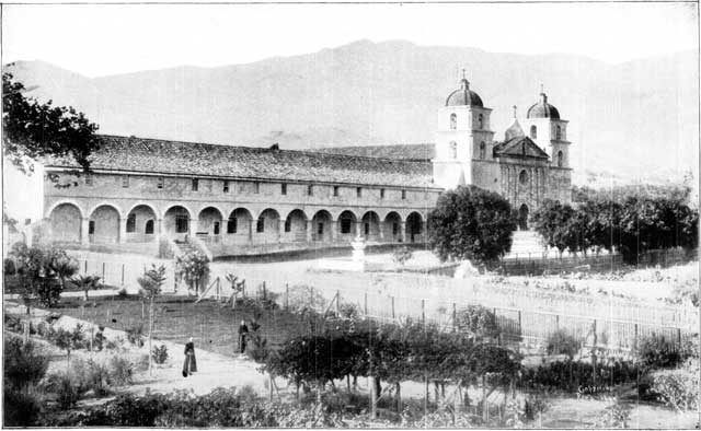 SANTA BARBARA MISSION FROM THE FARM.