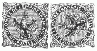 Cliché with two stamps, "Colonies de l'Empire Français", 10 c.