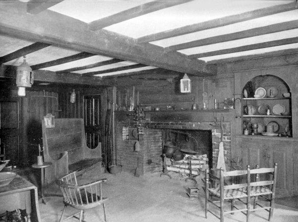 A REALLY EARLY AMERICAN INTERIOR. THE GREAT FIREPLACE OF THE WAYSIDE INN, SUDBURY, MASS.  Henry Ford