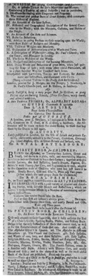 John Newbery’s Advertisement of Children’s Books