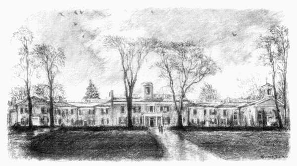 Doughoregan Manor—The house was of buff-colored brick. It was low and very long, with wings extending from its central structure like beautiful arms flung wide in welcome