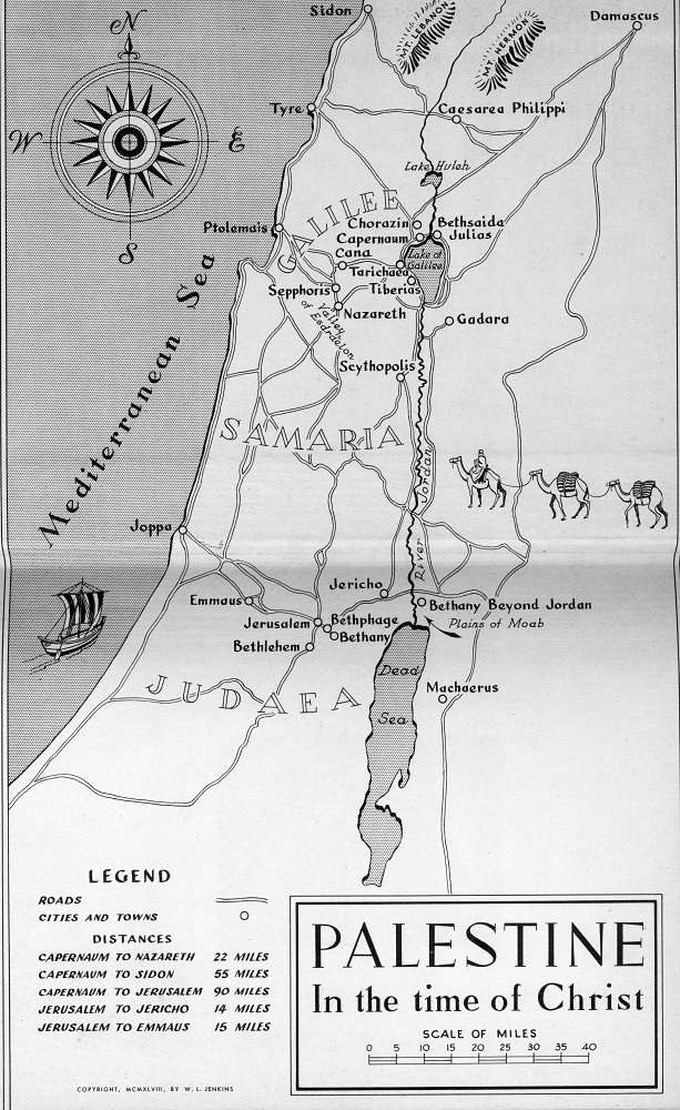 Map of Palestine in the Time of Christ