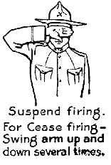 Suspend firing. For Cease firing--Swing arm up and down several times.