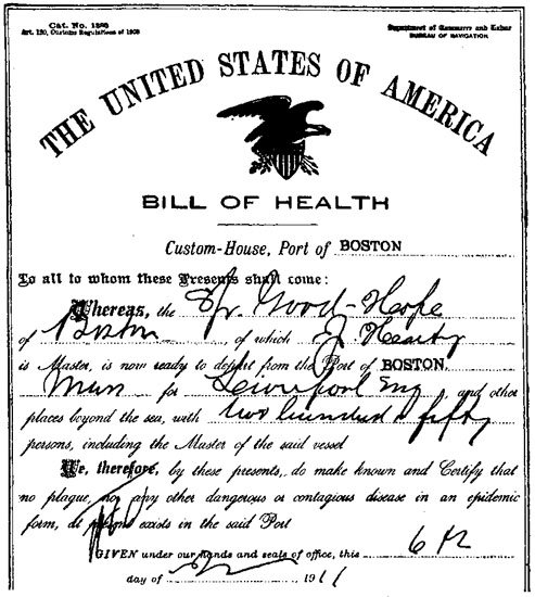 BILL OF HEALTH