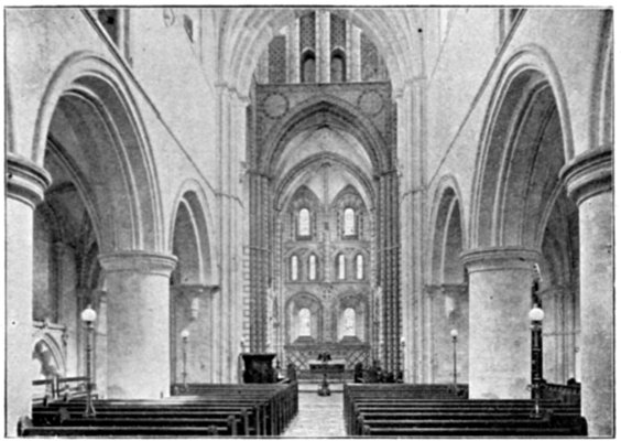 CHURCH OF ST CROSS: VIEW OF EAST END FROM NAVE.