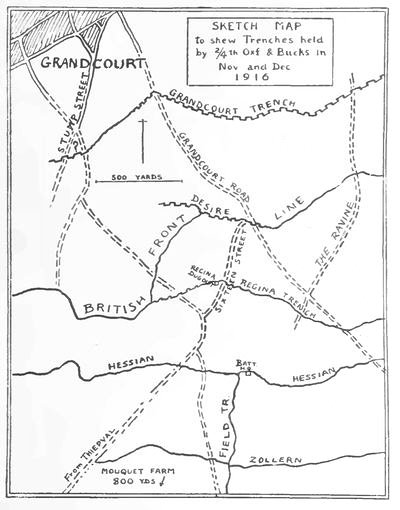 SKETCH MAP to show Trenches held by 2/4th Oxf. & Bucks. in Nov and Dec 1916