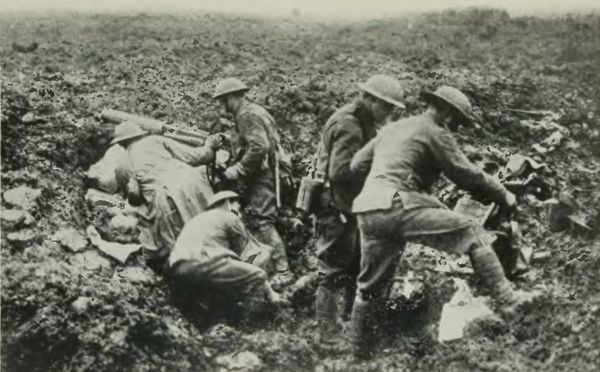 Canadian Machine Gunners Digging Themselves Into Shell-Holes