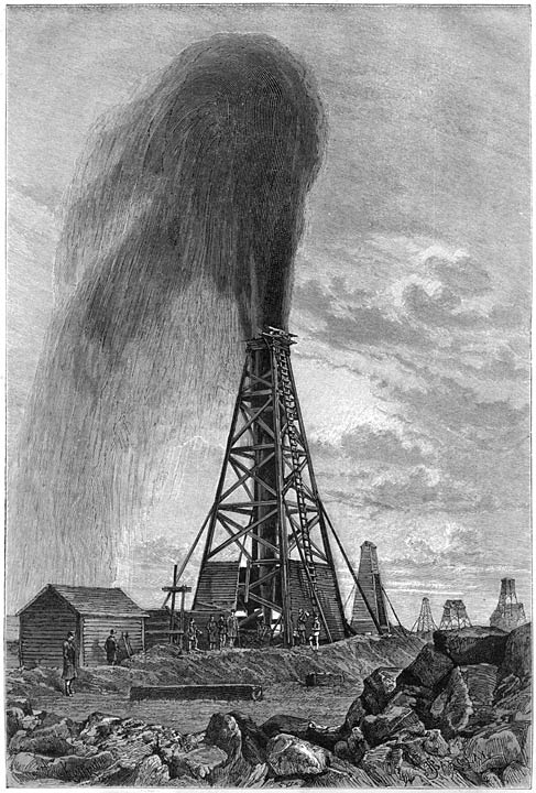 Petroleumfontijn bij Bakoe.