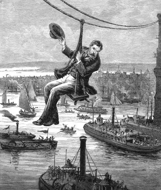 The First Passenger Across the Brooklyn Bridge.