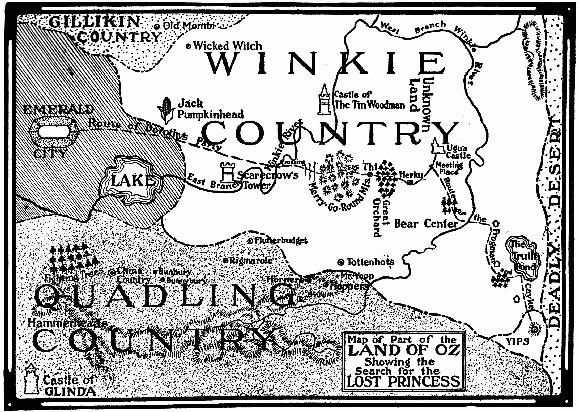 Map of Part of the LAND OF OZ Showing the Search for the LOST PRINCESS