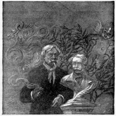 PORTRAITS OF THE FRÈRES DE GONCOURT.  Part of a design by Willette, in Le Courrier Français, 1895.