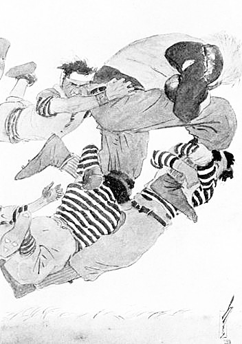 Twenty-five yards with four Muggledorfer men hanging on his legs Frontispiece. See page 19