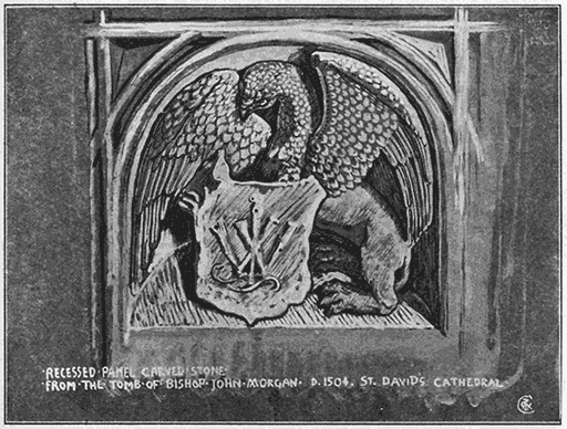 Recessed Panel Carved Stone From the Tomb of Bishop John Morgan D. 1504, St. David's Cathedral.