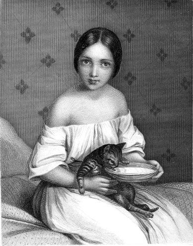 Mädchen mit Katze im Schoss