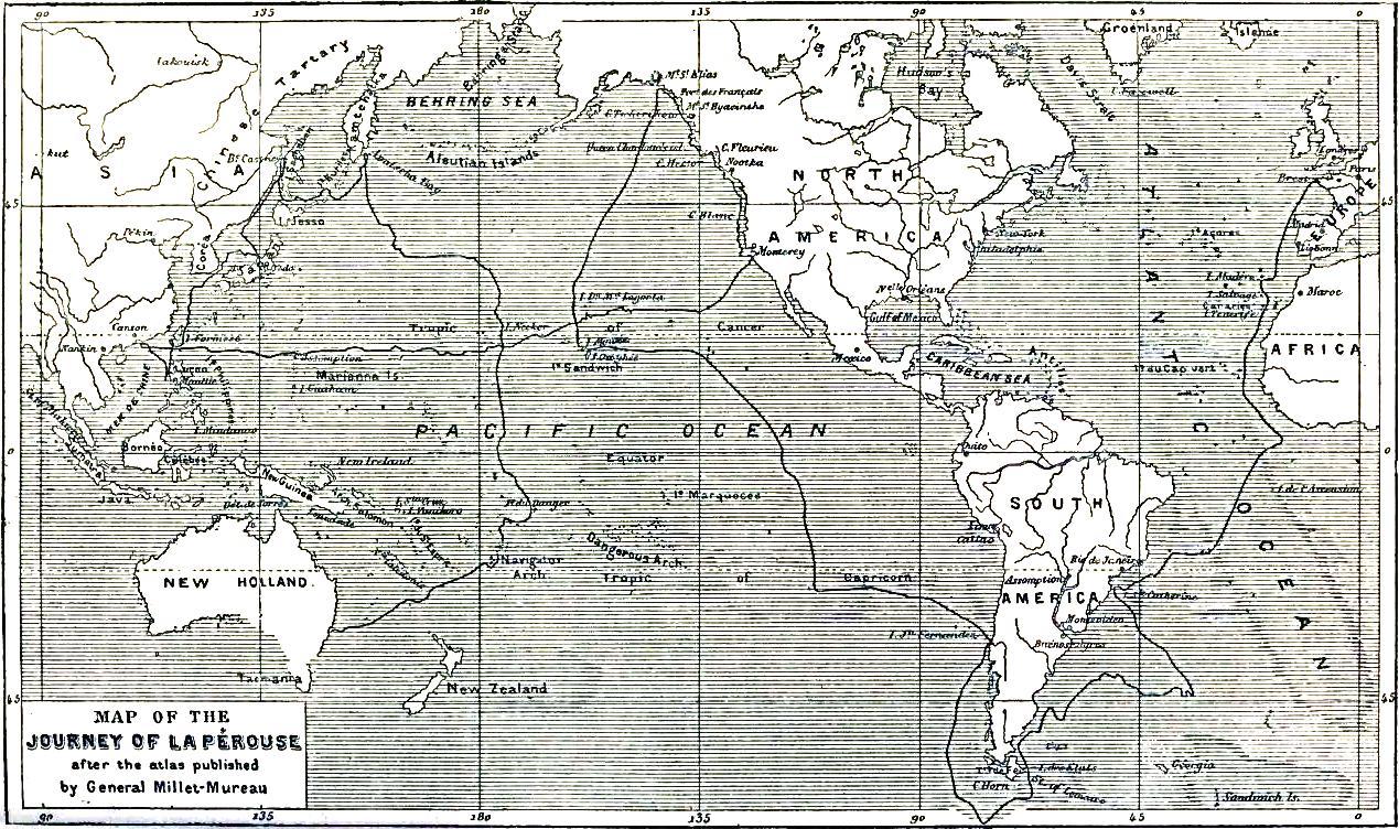 Map of the journey of La Pérouse