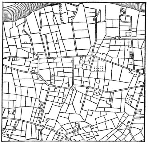 FIG. 14.—PRESENT DIVISION AND SETTLEMENT OF TRACT IN RHODE ISLAND, TWO MILES SQUARE.