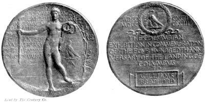 Lent by The Century Co.  THE REJECTED DESIGN FOR A COLUMBIAN MEDAL MADE BY AUGUSTUS SAINT-GAUDENS