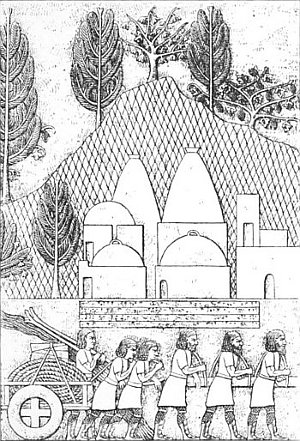 Fig. 43.—View of a group of buildings; Kouyundjik; from Layard.