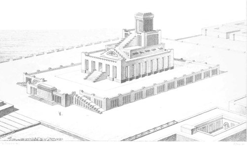 PLATE II. RECTANGULAR CHALDÆAN TEMPLE Restored by Ch. Chipiez.