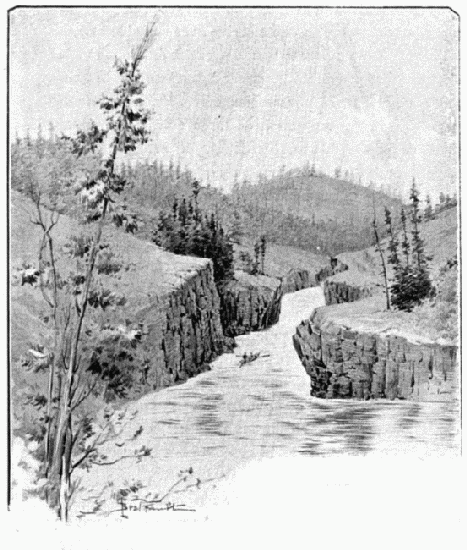 MILES CANYON (RAPIDES DU WHITE HOUSE).  DESSIN DE TAYLOR, D'APRÈS UNE PHOTOGRAPHIE DE M. GOLDSCHMIDT.