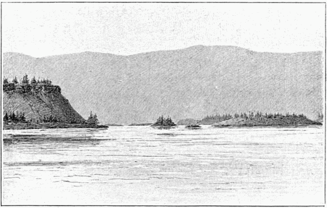 CONFLUENT DES RIVIÈRES PELLY ET LEWIS. DESSIN DE TAYLOR, D'APRÈS LE CROQUIS DE L'AUTEUR.