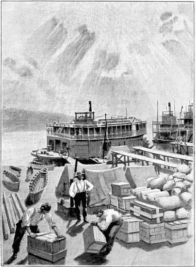 STEAMERS DU YUKON. DESSIN DE JOUAS, D'APRÈS LE CROQUIS DE L'AUTEUR.