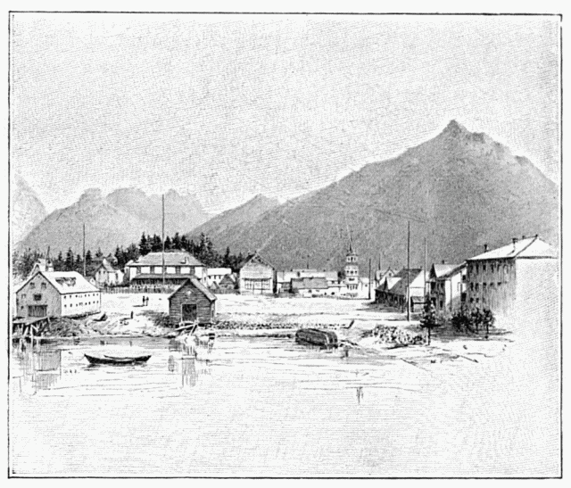 VUE DE SITKA.—DESSIN DE TAYLOR, D'APRÈS LE CROQUIS DE L'AUTEUR.