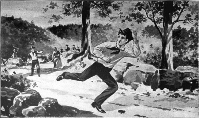 Fred set off at full speed, and almost immediately a shout went up from the rioters: "The sneaks are sending for help! Stop that boy!"