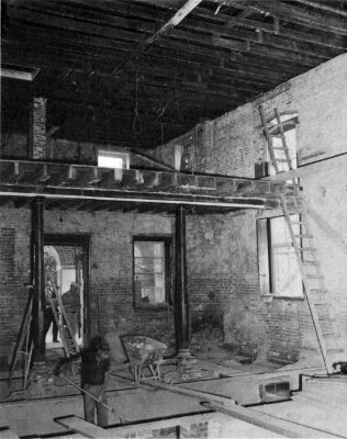 Interior of the gutted courthouse during restoration in 1966. Photo by Lee Hubbard.