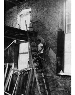 Interior of the gutted courthouse during restoration in 1966. Photo by Lee Hubbard.