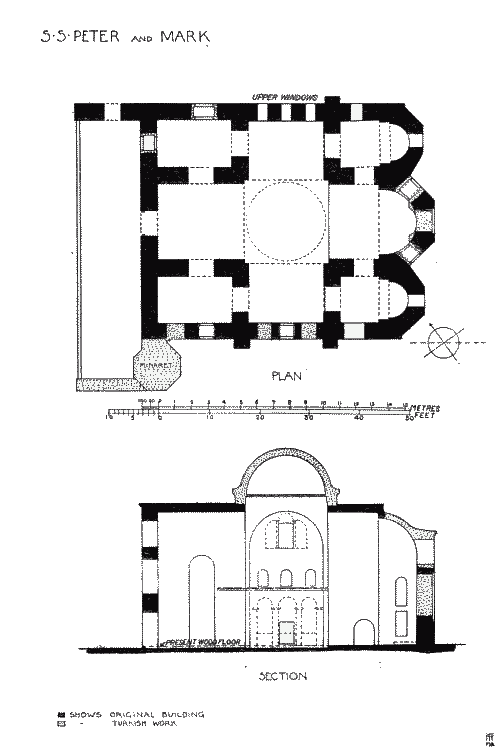 Plan of the Church and Longitudinal Section.