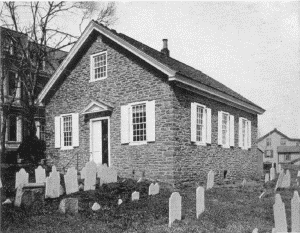 Plate XCV.—Mennonite Meeting House, Germantown. Erected in 1770; Holy Trinity Church, South Twenty-first and Walnut Streets.