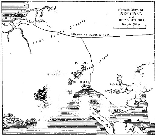 Sketch Map of SETUBAL and RUINS OF TROIA.