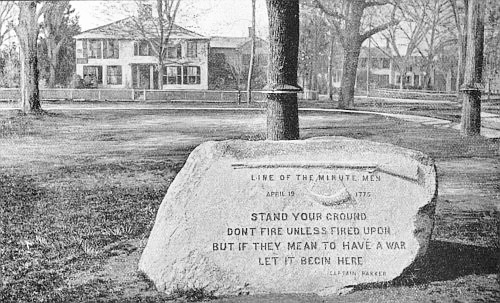 JONATHAN HARRINGTON’S HOUSE Jonathan Harrington was wounded where the stone now stands, and fell dead at the doorstep of his house