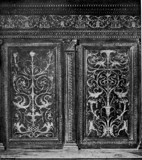 Plate 15.—Two panels from the Sala del Cambio, Perugia.