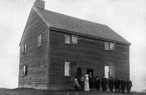 THE QUAKER MEETING HOUSE, ADAMS, MASS. 150 Years Old. Several Members of the Anthony Family in the Group of Pioneers.