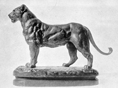 From the collection of the late Cyrus J. Lawrence, Esq.  A Lioness  From a bronze by Barye