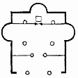 diagram of church with four columns