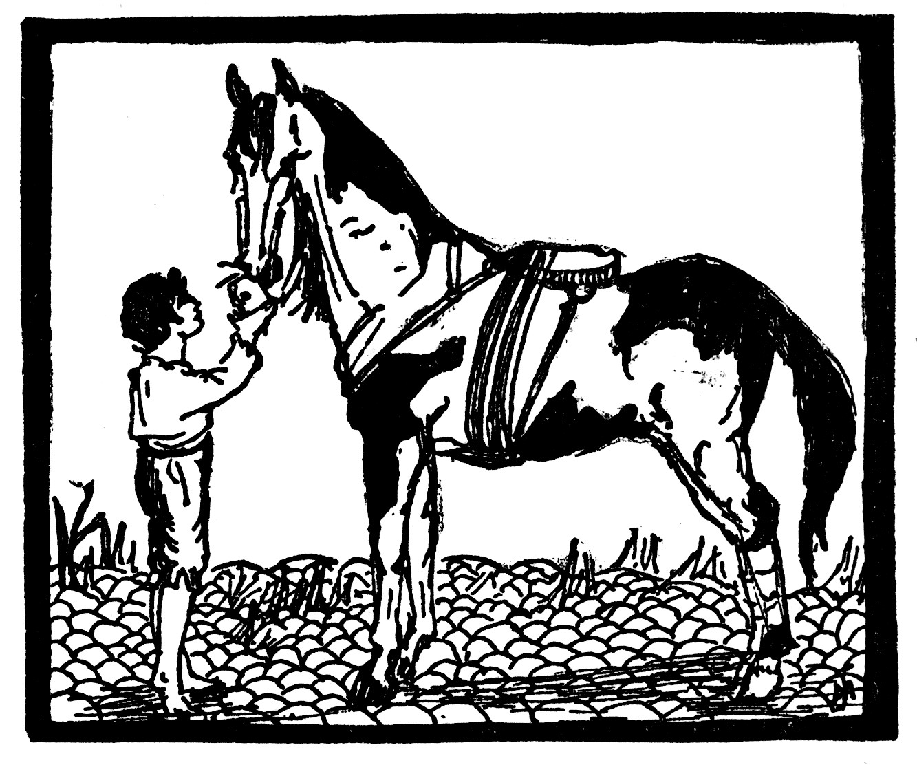 Well, men are men. But what I cannot bear Is my poor Bet, my piebald Talking Mare, Gone curby in her hocks from standing up. That's the last drop that overfills the cup. My Bet's been like a Christian friend for years.  