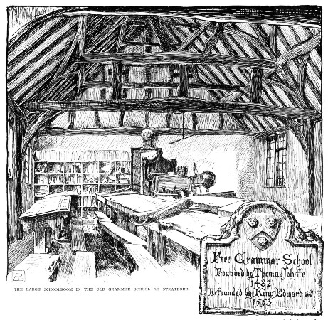 THE LARGE SCHOOLROOM IN THE OLD GRAMMAR SCHOOL AT STRATFORD.