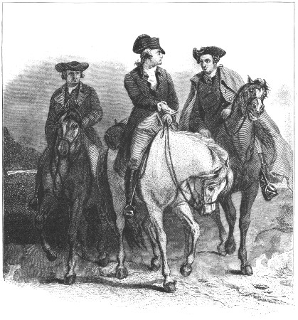 WASHINGTON, PATRICK HENRY, AND EDMUND PENDLETON ON THEIR WAY TO PHILADELPHIA, AS DELEGATES TO THE FIRST CONTINENTAL CONGRESS.[D