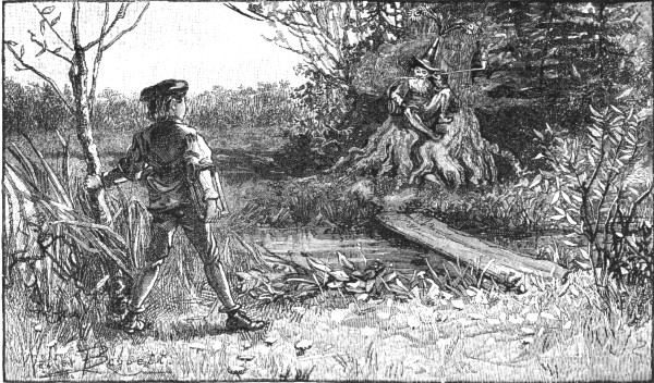 "HE BECKONED TO CONRAD, WHO CROSSED THE STREAM ON A SLIGHT PLANK BRIDGE."