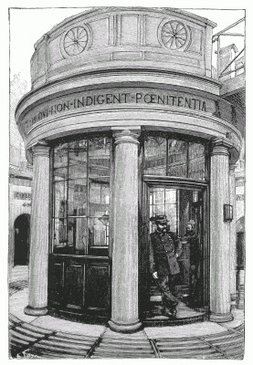 RECORD-OFFICE OF THE ROTUNDA OF THE DEPARTMENTAL PRISON OF MAZAS. ABOVE IS THE PULPIT FROM WHICH MASS IS SAID EACH SUNDAY. Engraved by E. Tilly.